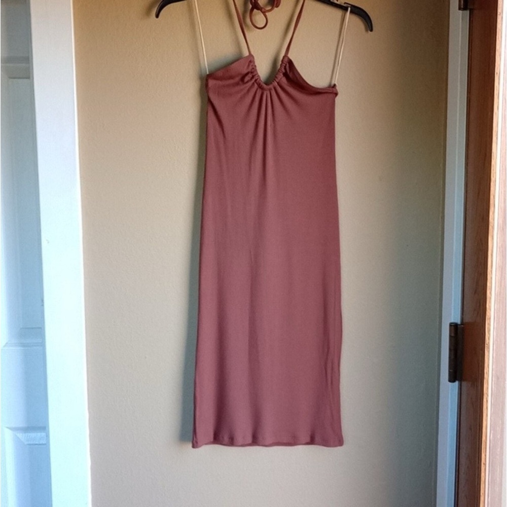 Wilfred Women's ribbed bodycon midi dress pinky brown neutral size XXS - Picture 5 of 13